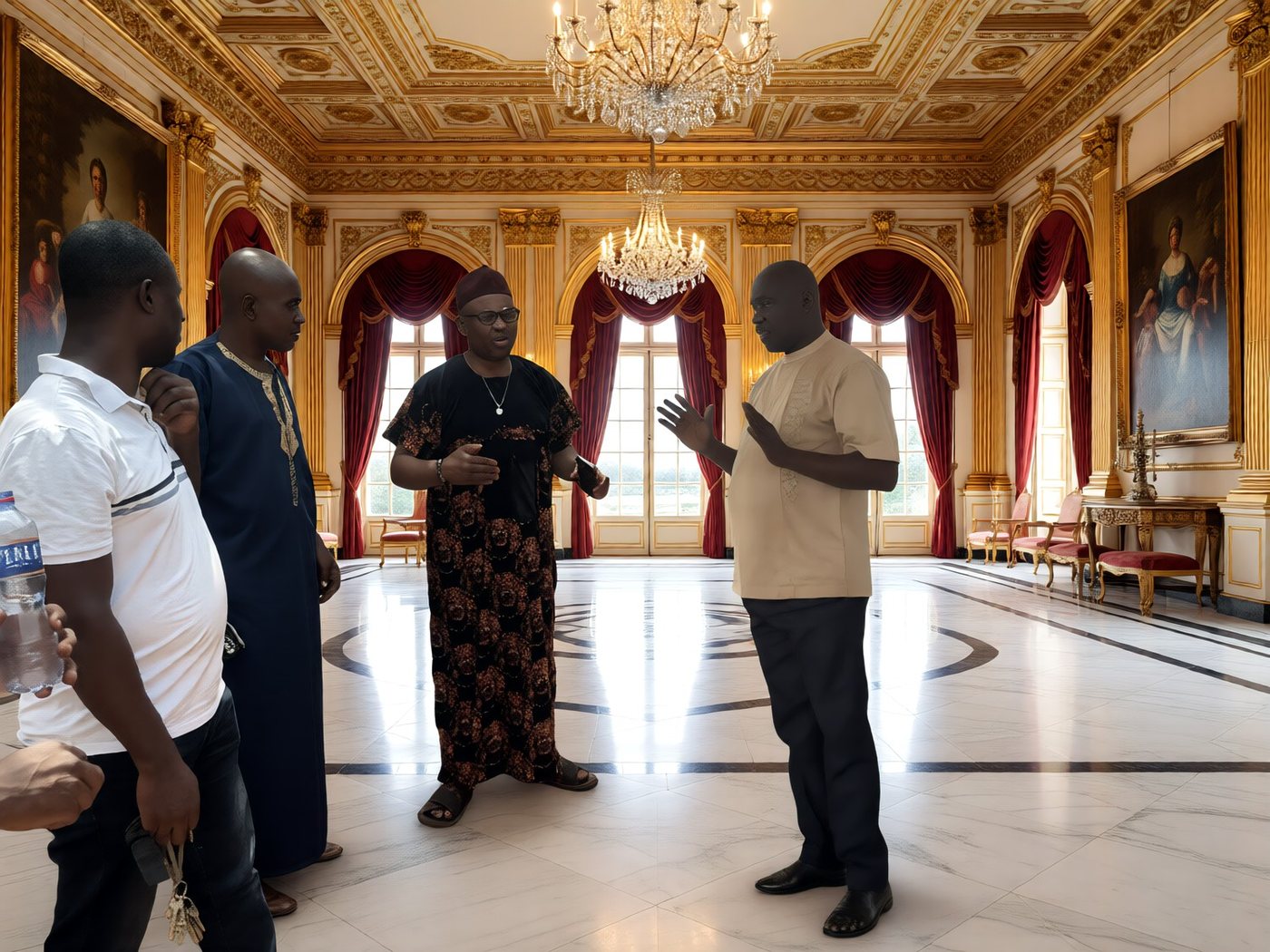 A royal meeting at the palace — the royal delegation of Suaman Dadieso in conversation